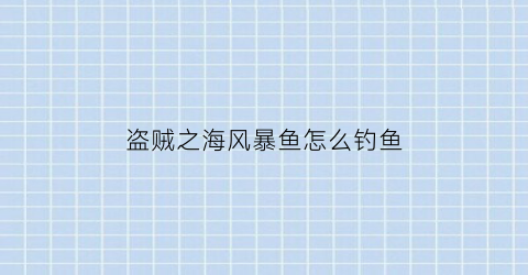 “盗贼之海风暴鱼怎么钓鱼(盗贼之海风暴鱼什么鱼饵)