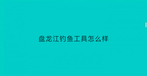 盘龙江钓鱼工具怎么样(盘龙江边)