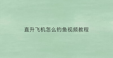 直升飞机怎么钓鱼视频教程(直升机能钓多少水)