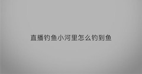 “直播钓鱼小河里怎么钓到鱼(直播间钓鱼)