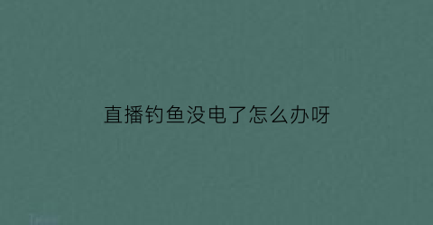 “直播钓鱼没电了怎么办呀(直播钓鱼能赚钱吗)