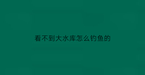 看不到大水库怎么钓鱼的(水库为什么钓不到大鱼)