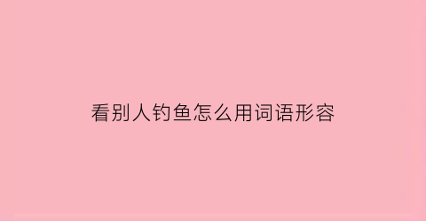 “看别人钓鱼怎么用词语形容(看别人钓鱼也是一种乐趣)