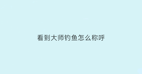 看到大师钓鱼怎么称呼(看到大师钓鱼怎么称呼他)