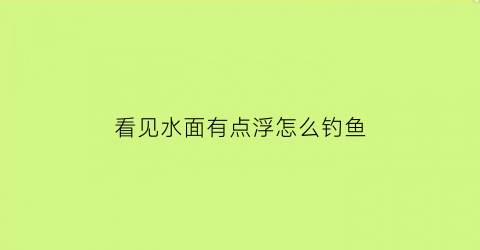 “看见水面有点浮怎么钓鱼(看见水中的鱼是什么原理)