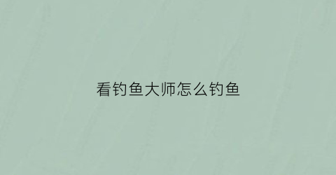 看钓鱼大师怎么钓鱼(钓鱼大师怎么评的)