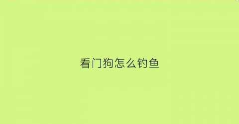 看门狗怎么钓鱼(看门狗怎么漂移)