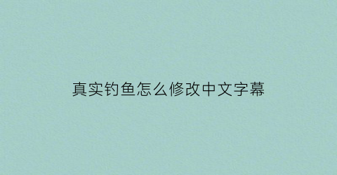真实钓鱼怎么修改中文字幕(真实钓鱼vr攻略)