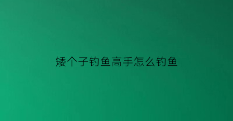 矮个子钓鱼高手怎么钓鱼(矮个子怎么样)