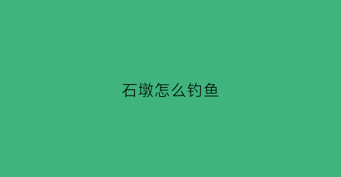 石墩怎么钓鱼(石墩出动有用吗)