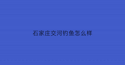 石家庄交河钓鱼怎么样(石家庄交河大道在哪)