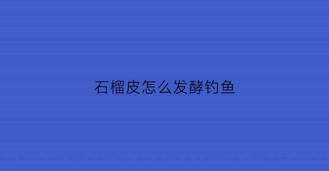 石榴皮怎么发酵钓鱼(石榴皮怎么发酵钓鱼最好)