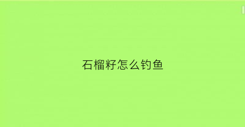 石榴籽怎么钓鱼(石榴钓鱼视频)