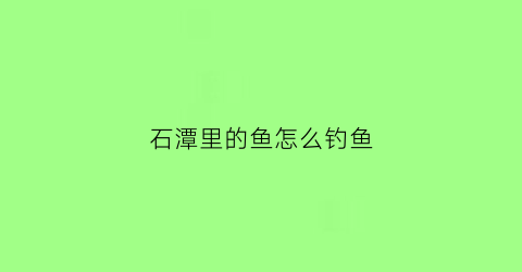 石潭里的鱼怎么钓鱼