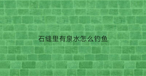 石缝里有泉水怎么钓鱼(石缝里的山泉水是怎么来的)