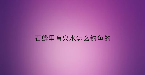 石缝里有泉水怎么钓鱼的(石头缝里的山泉水)