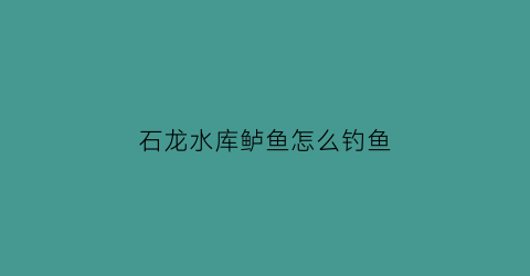 石龙水库鲈鱼怎么钓鱼(石龙湖水库可以钓鱼吗)