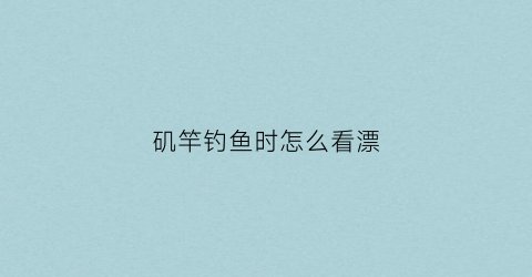 矶竿钓鱼时怎么看漂(矶竿怎么看好坏)