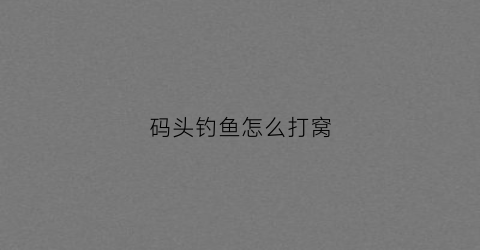 码头钓鱼怎么打窝(码头钓鱼怎么打窝最好)