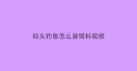 码头钓鱼怎么装饵料视频