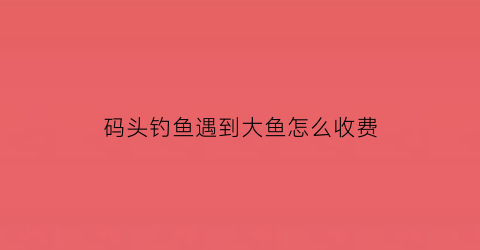 码头钓鱼遇到大鱼怎么收费