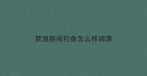 禁渔期间钓鱼怎么样调漂(禁渔期间钓鱼怎么样调漂视频)