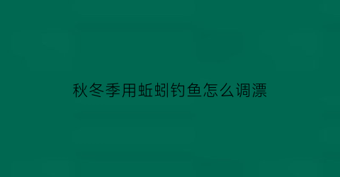 “秋冬季用蚯蚓钓鱼怎么调漂(冬季用蚯蚓钓鱼如何调漂)