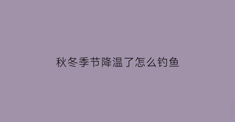 秋冬季节降温了怎么钓鱼(秋季降温鱼好钓吗)
