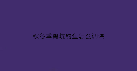 秋冬季黑坑钓鱼怎么调漂(秋冬钓黑坑鲤鱼用什么饵料好)