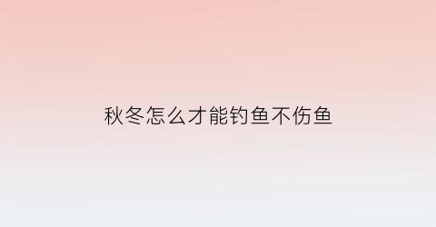 “秋冬怎么才能钓鱼不伤鱼(秋冬季钓鱼怎样钓位选)