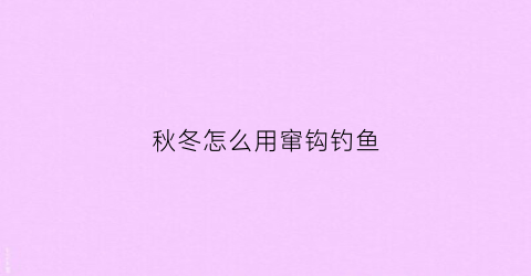 秋冬怎么用窜钩钓鱼(冬天串钩怎样钓鲫鱼)