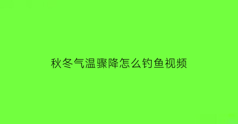 秋冬气温骤降怎么钓鱼视频