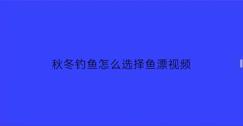 秋冬钓鱼怎么选择鱼漂视频