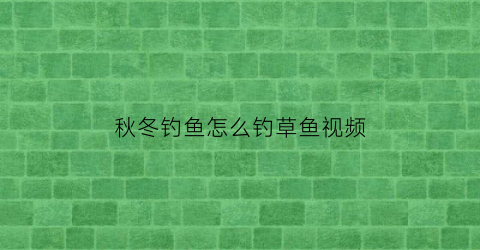 秋冬钓鱼怎么钓草鱼视频