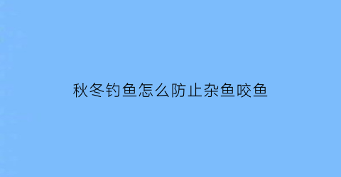 秋冬钓鱼怎么防止杂鱼咬鱼