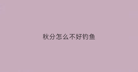 秋分怎么不好钓鱼(秋分时节钓什么鱼)