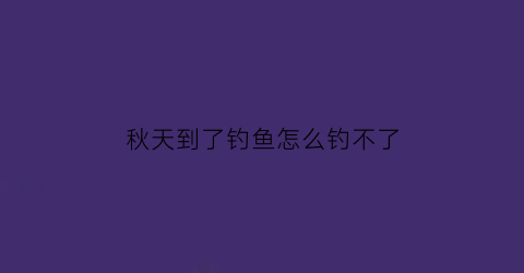 秋天到了钓鱼怎么钓不了(秋天钓不到鱼是什么原因)