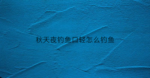 秋天夜钓鱼口轻怎么钓鱼(深秋夜钓口轻怎么办)