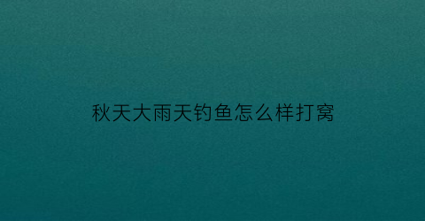 秋天大雨天钓鱼怎么样打窝