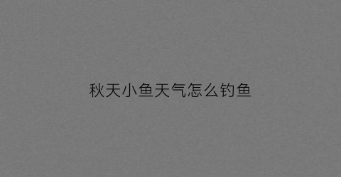 秋天小鱼天气怎么钓鱼(秋天小鱼多怎样钓鲫鱼)