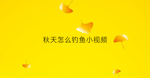 秋天怎么钓鱼小视频(秋天如何钓)