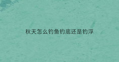 “秋天怎么钓鱼钓底还是钓浮(秋天野钓钓底还是钓浮)