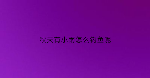 秋天有小雨怎么钓鱼呢(秋天下雨怎么钓)