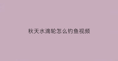 秋天水滴轮怎么钓鱼视频