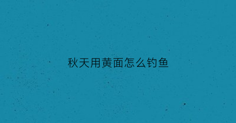 秋天用黄面怎么钓鱼(秋天用黄面怎么钓鱼最好)