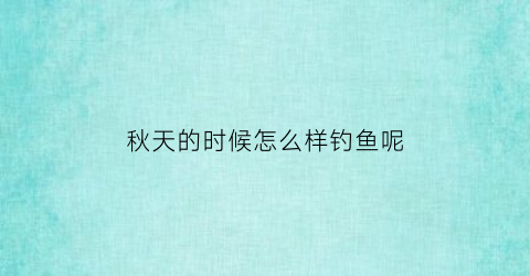 “秋天的时候怎么样钓鱼呢(秋天怎样才能钓到大鱼)