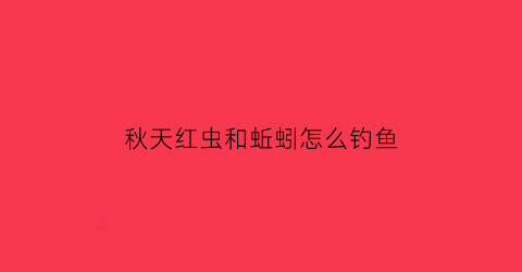 秋天红虫和蚯蚓怎么钓鱼