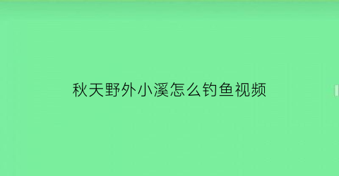 “秋天野外小溪怎么钓鱼视频(秋季溪流钓鱼技巧)