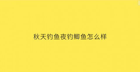 秋天钓鱼夜钓鲫鱼怎么样(秋天钓鱼夜钓鲫鱼怎么样啊)