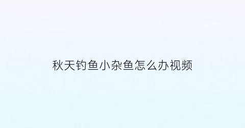 秋天钓鱼小杂鱼怎么办视频(秋季小杂鱼太多怎么钓鲫鱼)